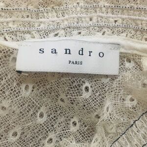 Sandro Paris MEDIUM Lace Top Ruffle Short sleeves Lace Blouse Top High Collar